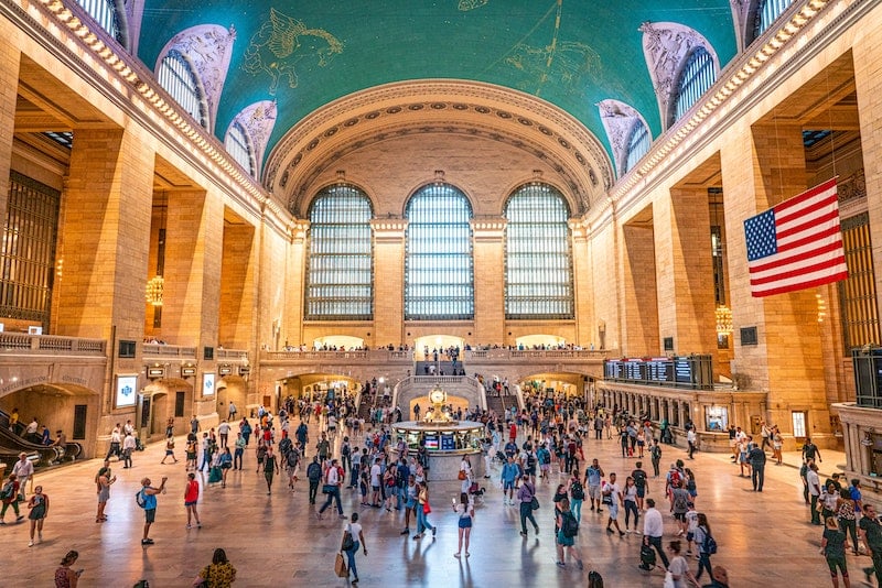woman walking around Grand Central Station on a 4 day NYC itinerary