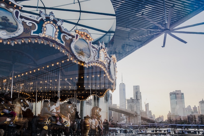 Jane's Carousel in DUMBO is a popular location for engagement photos in NYC