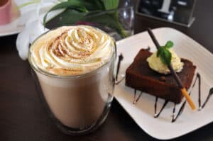 Coffee and cake at a NYC shop.