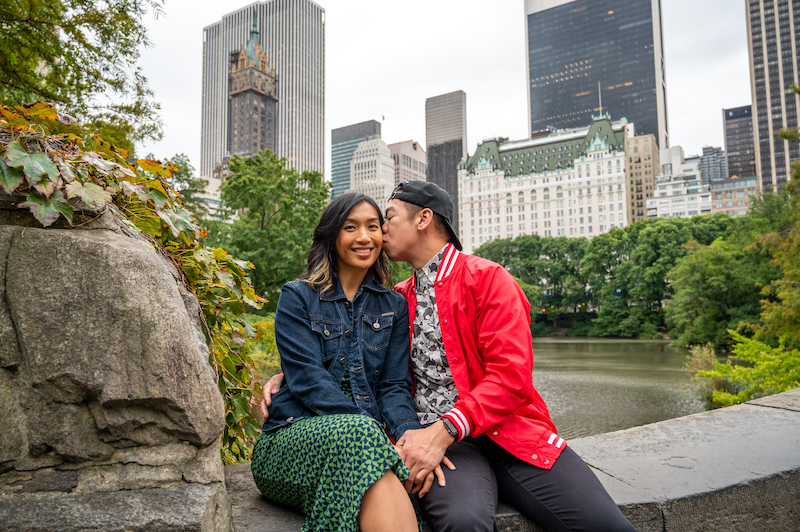 NYC engagement photography location at Gapstow Bridge in Central Park