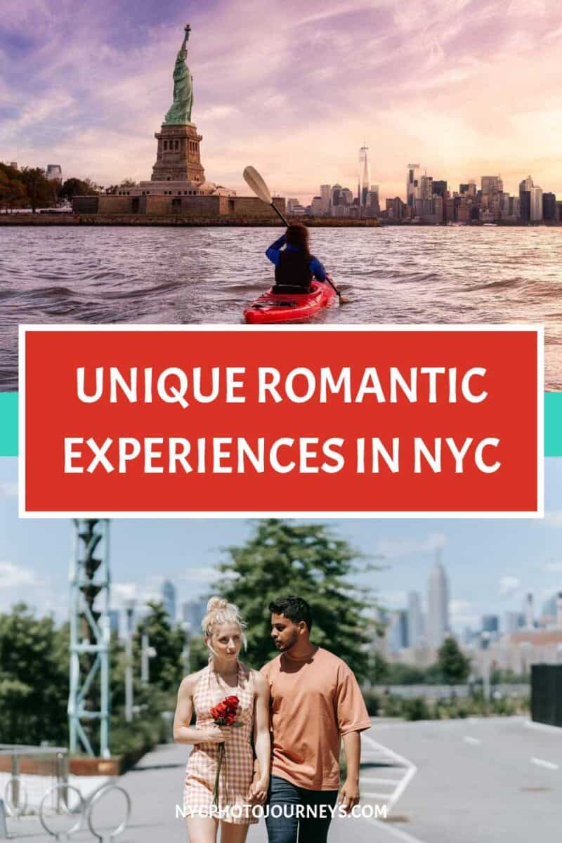 Pinterest pin that shows unique romantic experiences in NYC.